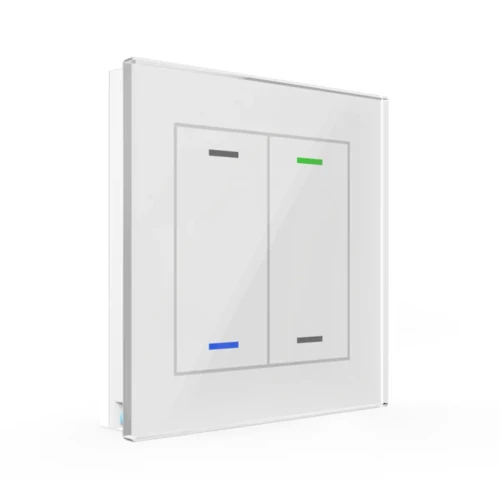 BE-GTL2TW.01 KNX szklany przycisk II Light 2-krotny, RGBW, neutralny, z czujnikiem temperatury, biały