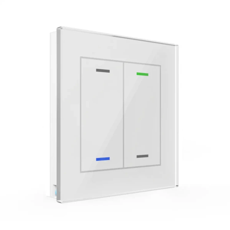 BE-GTL2TW.01 KNX szklany przycisk II Light 2-krotny, RGBW, neutralny, z czujnikiem temperatury, biały