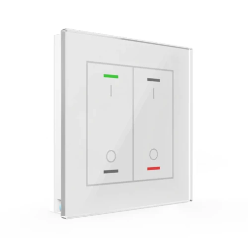 BE-GTL2TW.B1 KNX szklany przycisk II Light 2-krotny, RGBW, przełącznik, z czujnikiem temperatury, biały