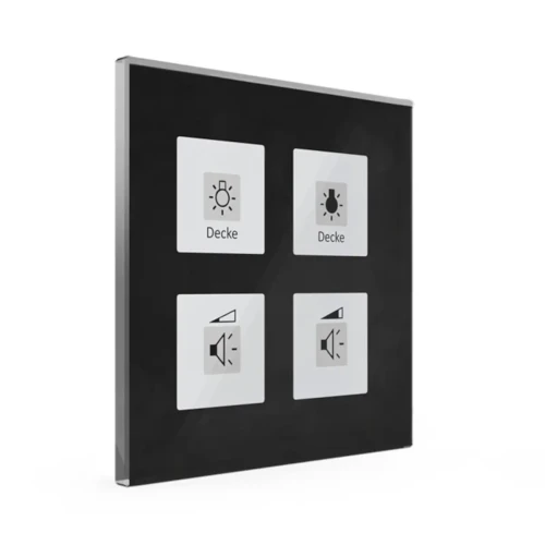 BE-GTT4S.01 KNX szklany przycisk Plus 4-krotny, czarny, z czujnikiem temperatury