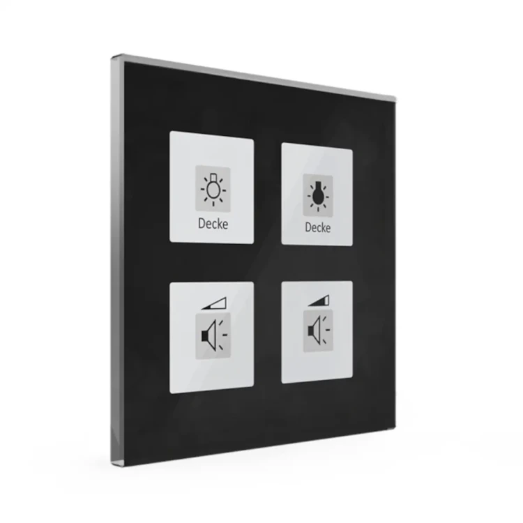 BE-GTT4S.01 KNX szklany przycisk Plus 4-krotny, czarny, z czujnikiem temperatury