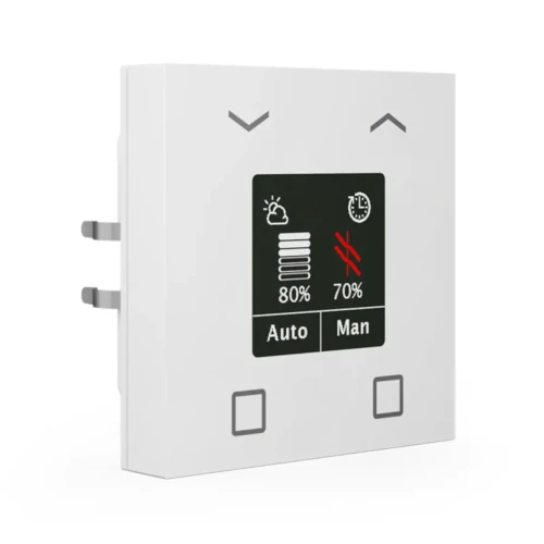 BE-JTA5504.01 KNX przycisk żaluzjowy Smart 55 4-krotny, z kolorowym wyświetlaczem, biały (Pure White) połysk