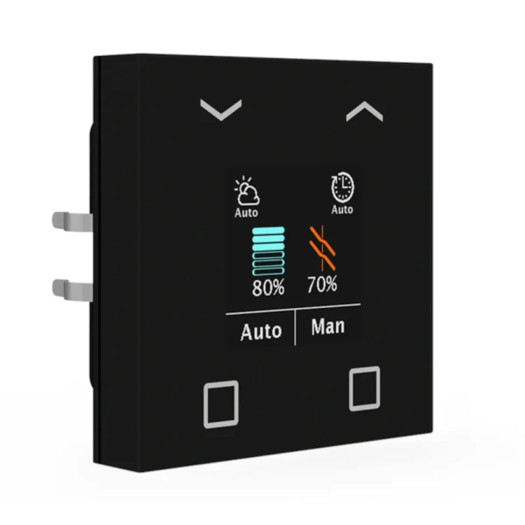 BE-JTA550406.01 KNX przycisk żaluzjowy Smart 55 4-krotny, z kolorowym wyświetlaczem, czarny mat