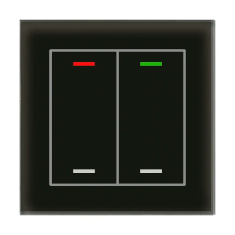 GTL-200S.02S KNX szklany przycisk II Light 2-krotny, RGBW, neutralny, czarny, z funkcją Secure