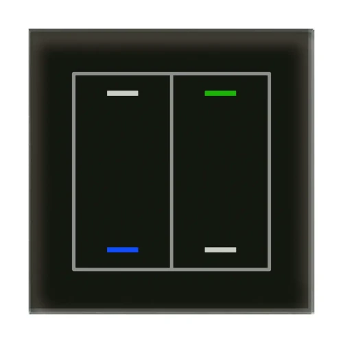 GTL-2T0S.02S KNX szklany przycisk II Light 2-krotny, RGBW, neutralny, z czujnikiem temperatury, czarny, z funkcją Secure