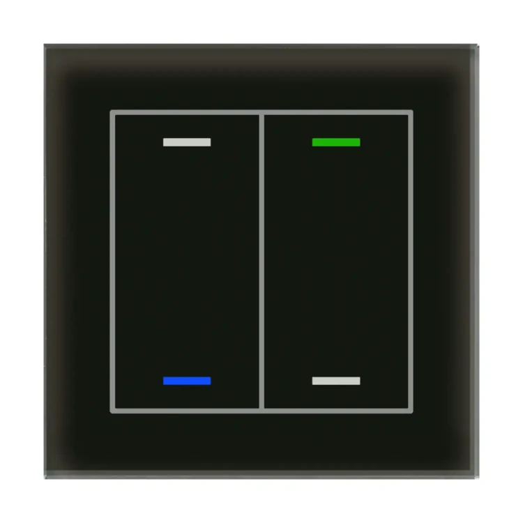 GTL-2T0S.02S KNX szklany przycisk II Light 2-krotny, RGBW, neutralny, z czujnikiem temperatury, czarny, z funkcją Secure