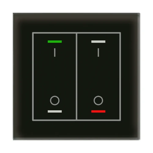GTL-2TBS.02S KNX szklany przycisk II Light 2-krotny, RGBW, przełącznik, z czujnikiem temperatury, czarny, z funkcją Secure