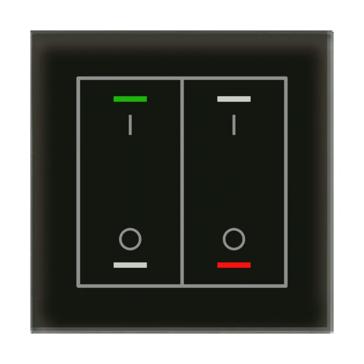 GTL-2TBS.02S KNX szklany przycisk II Light 2-krotny, RGBW, przełącznik, z czujnikiem temperatury, czarny, z funkcją Secure