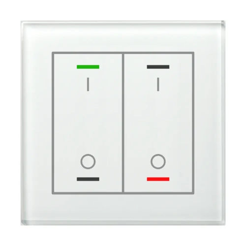 GTL-2TBW.02S KNX szklany przycisk II Light 2-krotny, RGBW, przełącznik, z czujnikiem temperatury, biały, z funkcją Secure