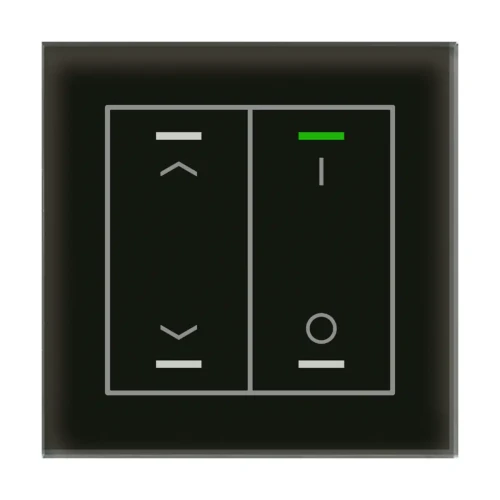 GTL-2TCS.02S KNX szklany przycisk II Light 2-krotny, RGBW, żaluzje i przełącznik, z czujnikiem temperatury, czarny, z funkcją Secure
