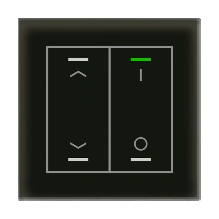 GTL-2TCS.02S KNX szklany przycisk II Light 2-krotny, RGBW, żaluzje i przełącznik, z czujnikiem temperatury, czarny, z funkcją Secure
