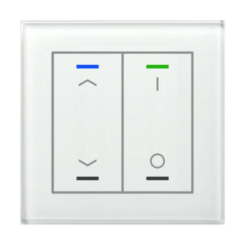 GTL-2TCW.02S KNX szklany przycisk II Light 2-krotny, RGBW, żaluzje i przełącznik, z czujnikiem temperatury, biały, z funkcją Secure