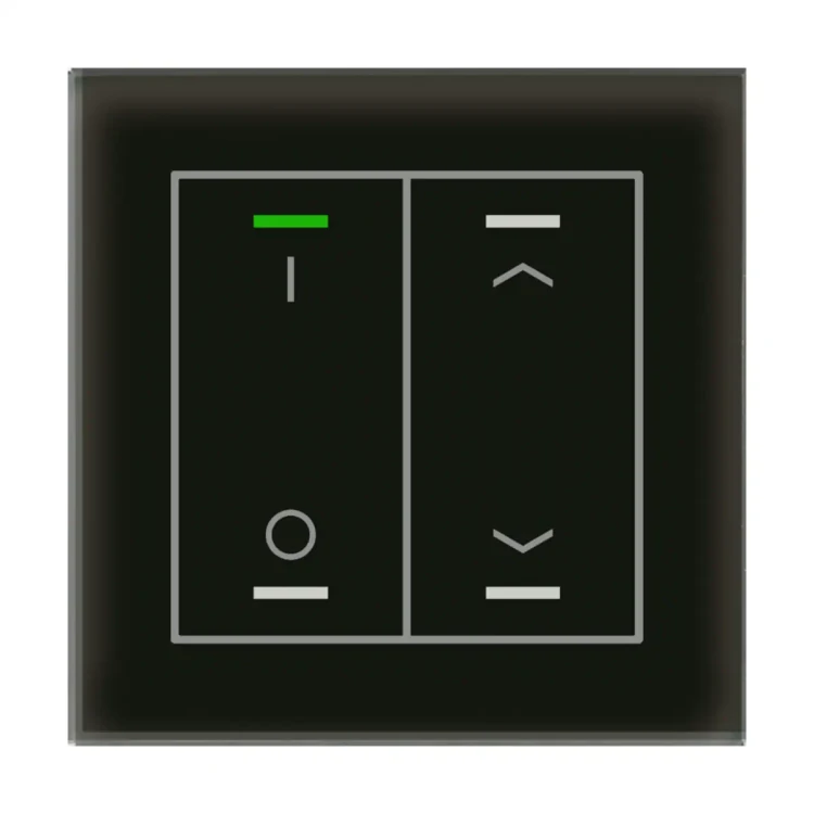 GTL-2TDS.02S KNX szklany przycisk II Light 2-krotny, RGBW, przełącznik i żaluzje, z czujnikiem temperatury, czarny, z funkcją Secure