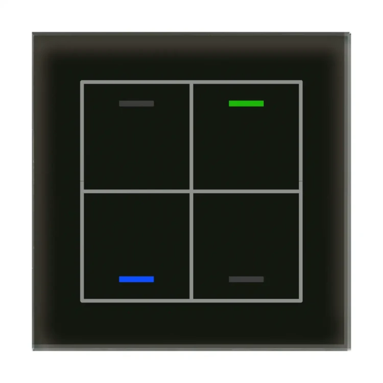 GTL-4T0S.02S KNX szklany przycisk II Light 4-krotny, RGBW, neutralny, z czujnikiem temperatury, czarny, z funkcją Secure