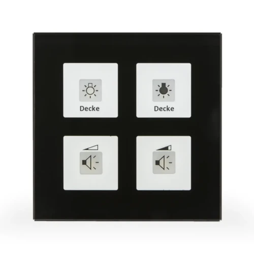 RF-GTT4S.01 KNX RF+ szklany przycisk Plus 4-krotny, z wbudowanym aktorem, czarny