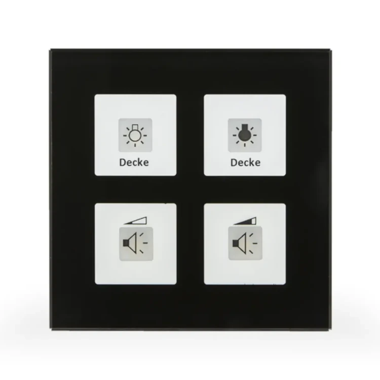 RF-GTT4S.01 KNX RF+ szklany przycisk Plus 4-krotny, z wbudowanym aktorem, czarny