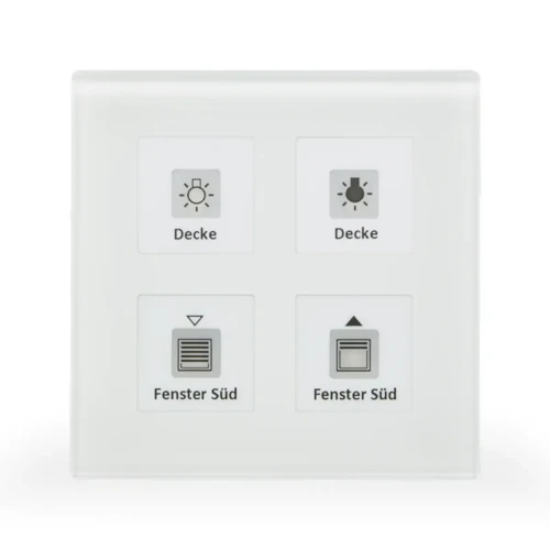 RF-GTT4W.01 KNX RF+ szklany przycisk Plus 4-krotny, z wbudowanym aktorem, biały