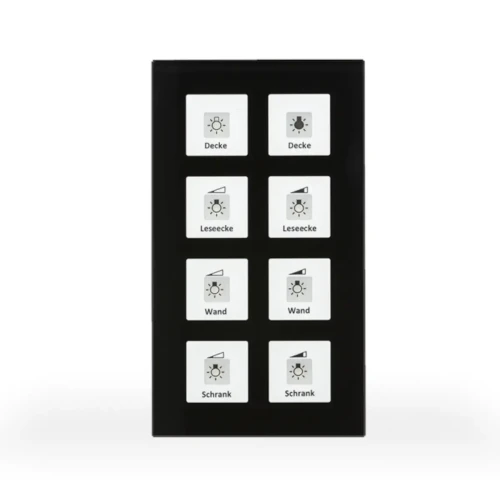 RF-GTT8S.01 KNX RF+ szklany przycisk Plus 8-krotny, z wbudowanym aktorem, czarny
