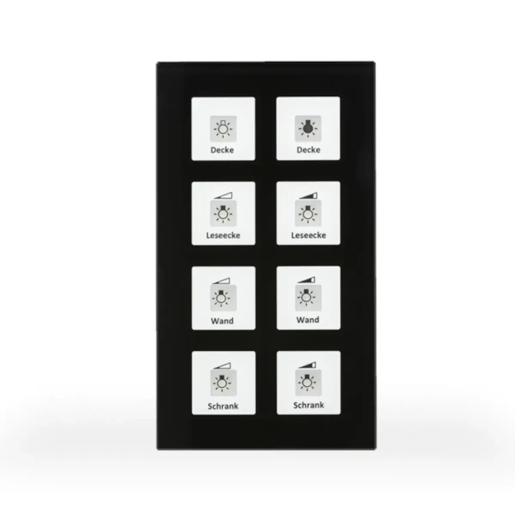 RF-GTT8S.01 KNX RF+ szklany przycisk Plus 8-krotny, z wbudowanym aktorem, czarny