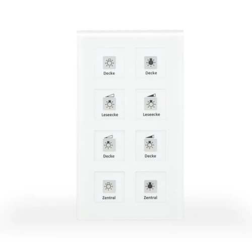 RF-GTT8W.01 KNX RF+ szklany przycisk Plus 8-krotny, z wbudowanym aktorem, biały