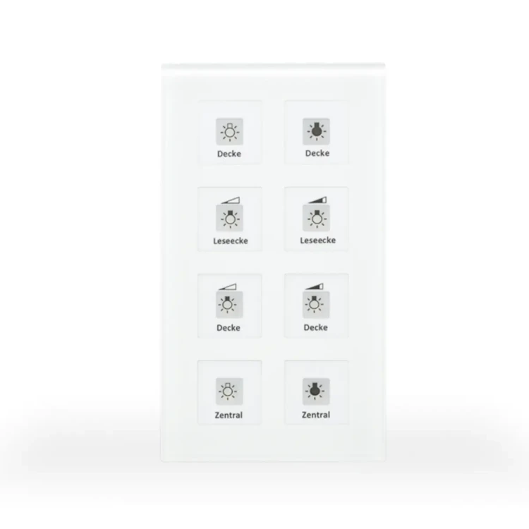 RF-GTT8W.01 KNX RF+ szklany przycisk Plus 8-krotny, z wbudowanym aktorem, biały