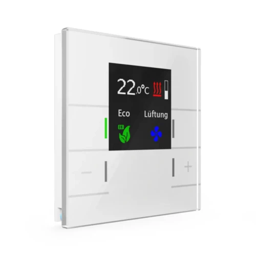 SCN-RTRGW.02 KNX szklany regulator temperatury pomieszczenia Smart z kolorowym wyświetlaczem, biały