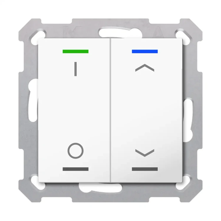 TAL-55T2D02.02S KNX przycisk Light 55 2-krotny, RGBW, przełącznik i żaluzje, z czujnikiem temperatury, biały (Pure White) połysk, z funkcją Secure