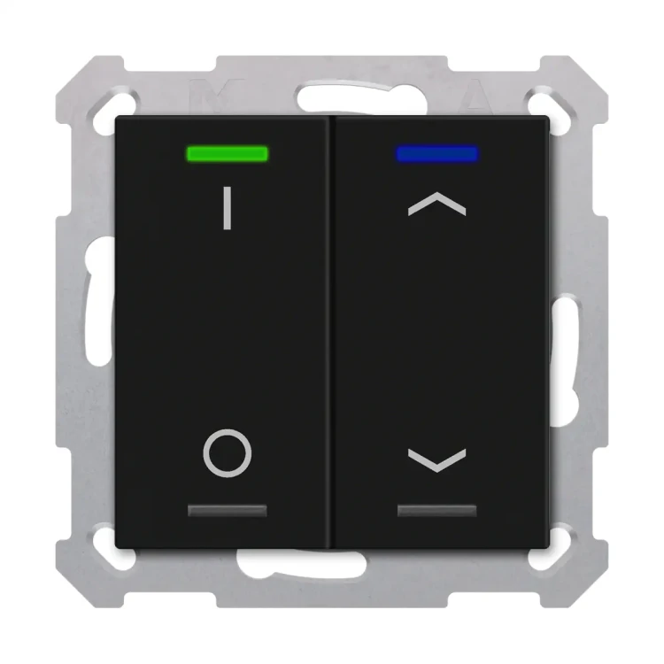 TAL-55T2D06.02S KNX przycisk Light 55 2-krotny, RGBW, przełącznik i żaluzje, z czujnikiem temperatury, czarny mat, z funkcją Secure