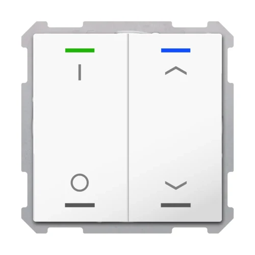 TAL-63T2D04.02S KNX przycisk Light 63 2-krotny, RGBW, przełącznik i żaluzje, z czujnikiem temperatury, biały studyjny (studio white) połysk, z funkcją Secure